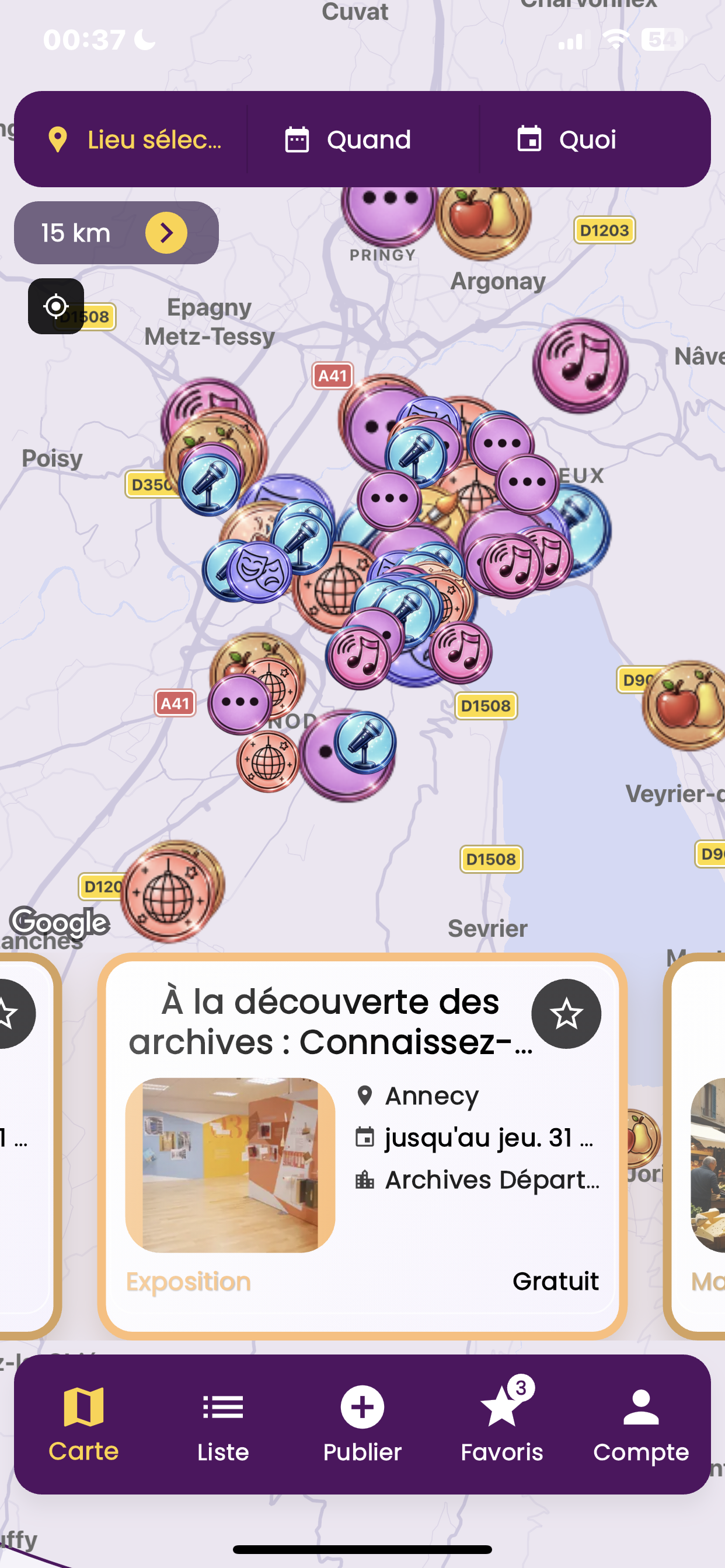 Map Events — Carte interactive