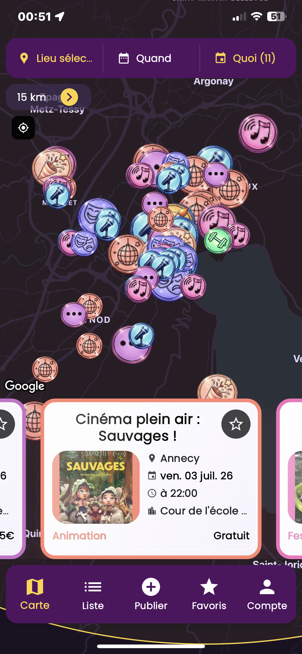 Map Events — Carte interactive
